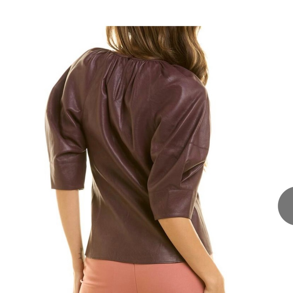 Rebecca Taylor 3/4 Sleeve vegan leather top - Picture 2 of 4